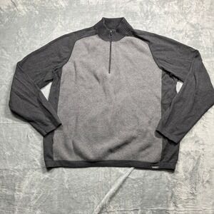 Eddie Bauer 1/4 Zip Pullover Mens XL Gray Textured Colorblock Sweater